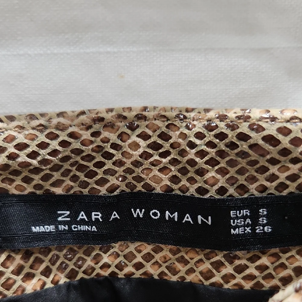 Zara Tan Patterned Mini Skirt Snake Print